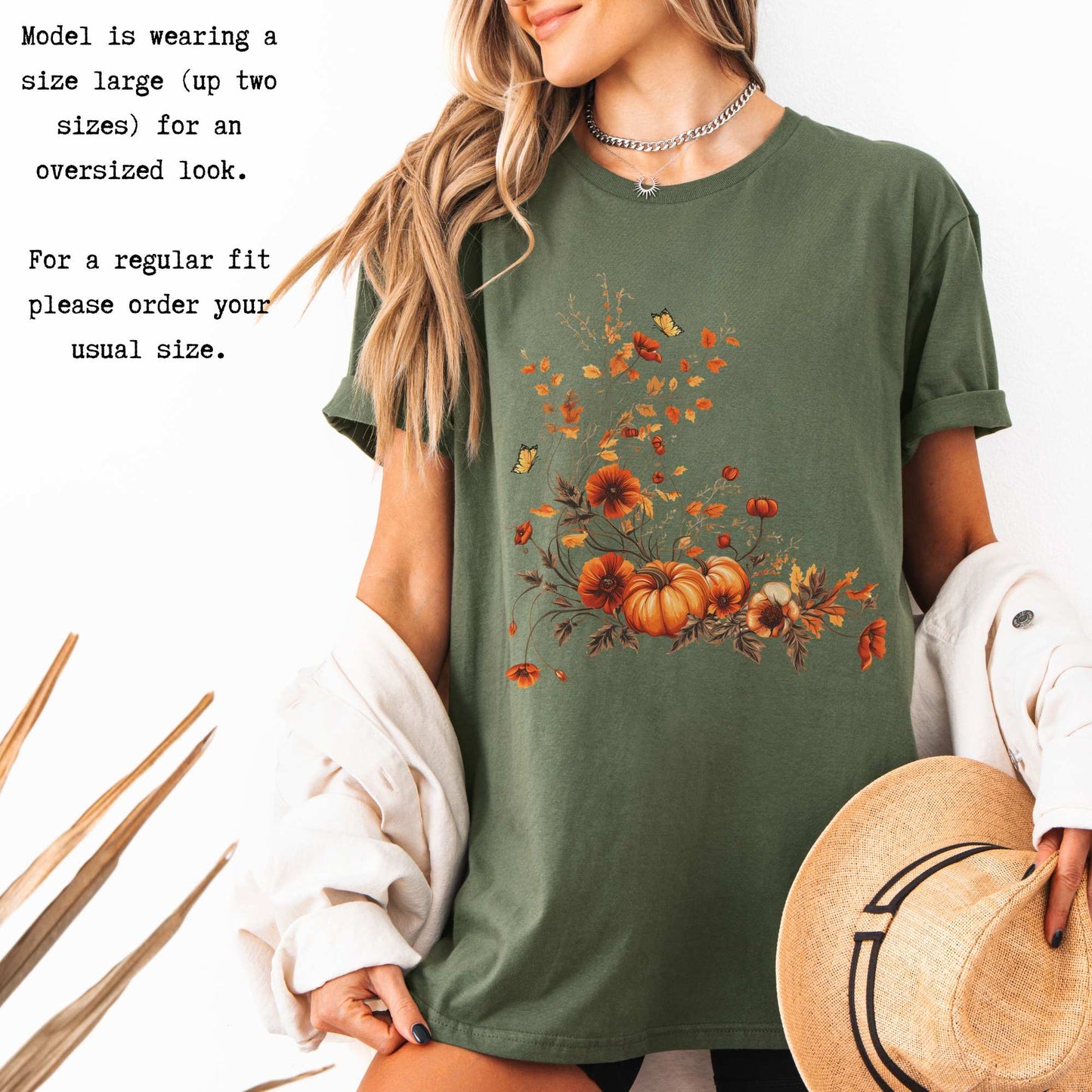 Autumn Floral Pumpkin Tee T-Shirt The Mystic Eden Bookish Book Lovers