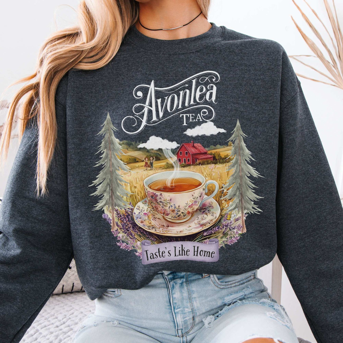 Avonlea Tea Anne of Green Gables Sweatshirt Dark Heather / S Sweatshirt The Mystic Eden Bookish Book Lovers