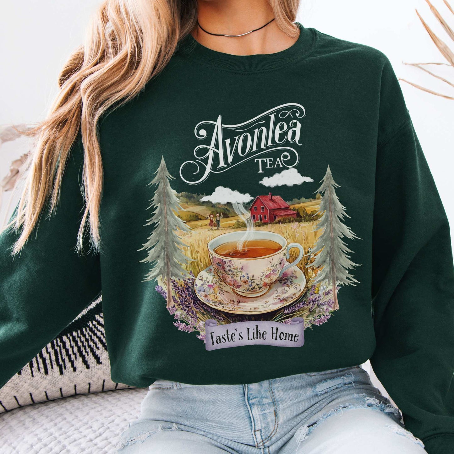 Avonlea Tea Anne of Green Gables Sweatshirt Forest Green / S Sweatshirt The Mystic Eden Bookish Book Lovers