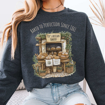 Baked To Perfection Since 1861 Pip's Artisan Bakery Great Expectations Sweatshirt Dark Heather / S Sweatshirt The Mystic Eden Bookish Book Lovers