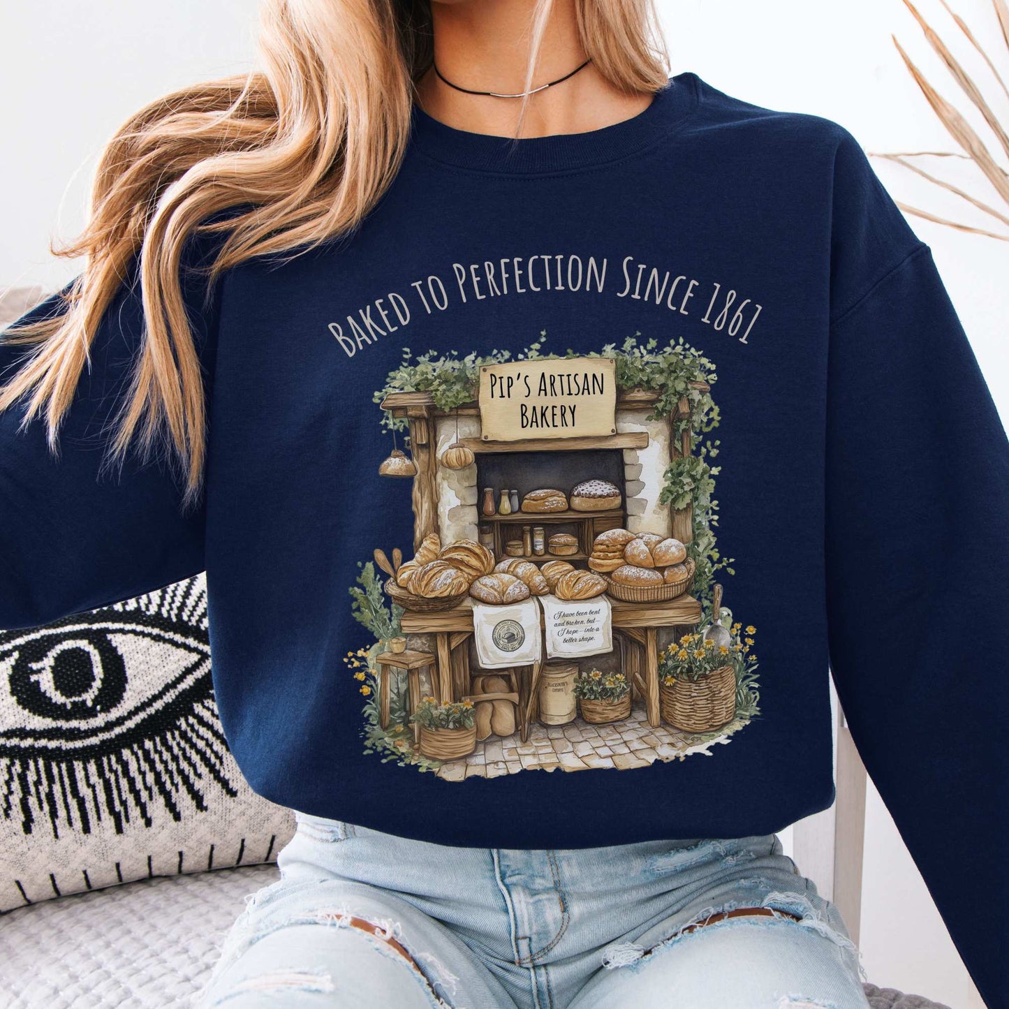 Baked To Perfection Since 1861 Pip's Artisan Bakery Great Expectations Sweatshirt Navy / S Sweatshirt The Mystic Eden Bookish Book Lovers