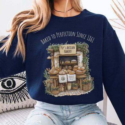 Baked To Perfection Since 1861 Pip's Artisan Bakery Great Expectations Sweatshirt Navy / S Sweatshirt The Mystic Eden Bookish Book Lovers
