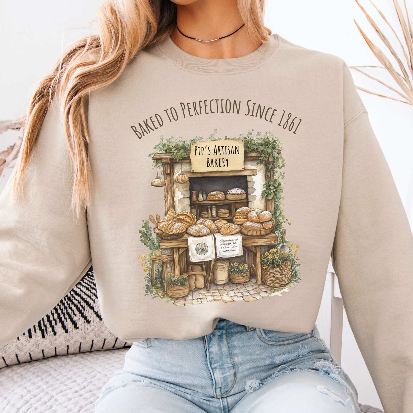 Baked To Perfection Since 1861 Pip's Artisan Bakery Great Expectations Sweatshirt Sand / S Sweatshirt The Mystic Eden Bookish Book Lovers