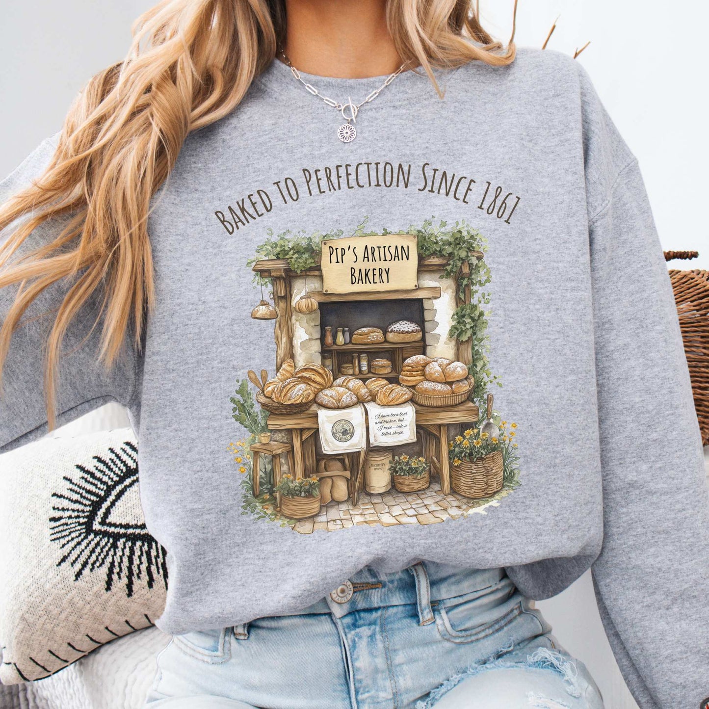 Baked To Perfection Since 1861 Pip's Artisan Bakery Great Expectations Sweatshirt Sport Grey / S Sweatshirt The Mystic Eden Bookish Book Lovers