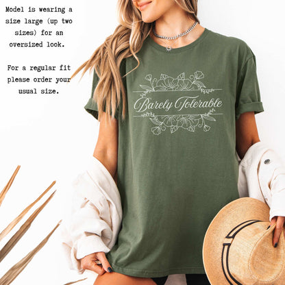 Barely Tolerable Jane Austen Bookish Shirt T-Shirt The Mystic Eden Bookish Book Lovers
