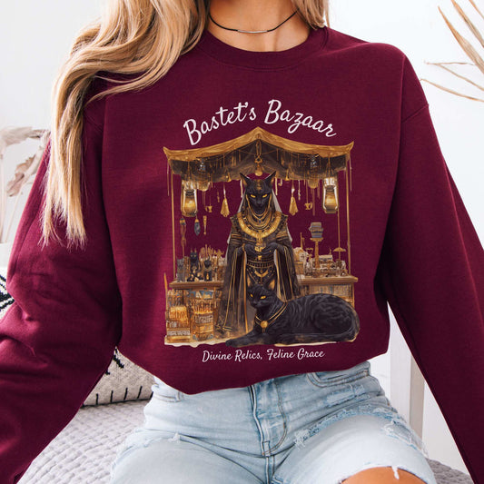 Bastet's Bazaar Goddess Sweatshirt Maroon / S Sweatshirt The Mystic Eden Bookish Book Lovers