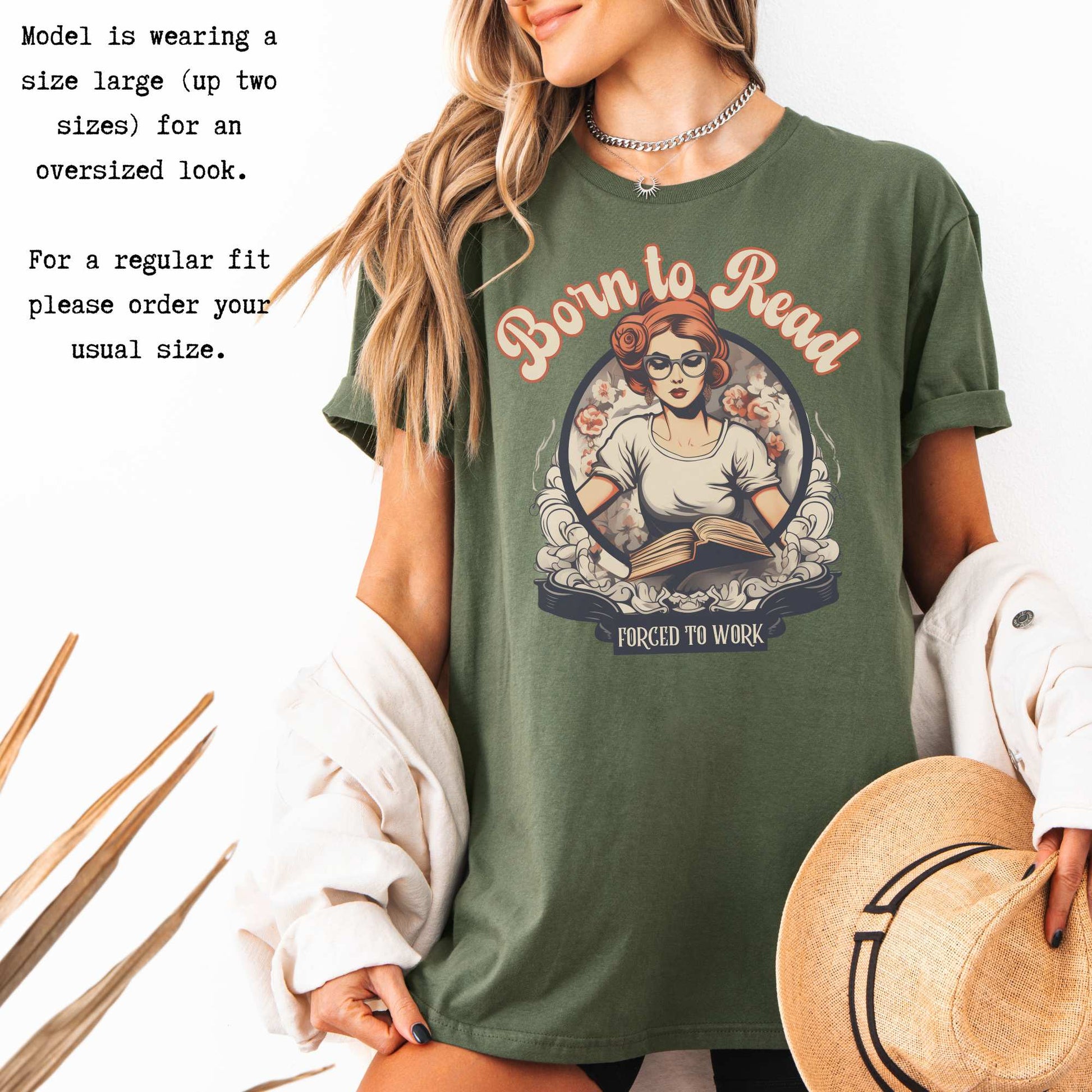 Born To Read Forced To Work Tee T-Shirt The Mystic Eden Bookish Book Lovers