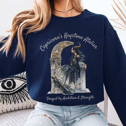 Capricorn's Keystone Atelier Zodiac Sweatshirt Navy / S Sweatshirt The Mystic Eden Bookish Book Lovers