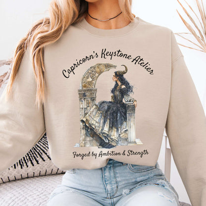 Capricorn's Keystone Atelier Zodiac Sweatshirt Sand / S Sweatshirt The Mystic Eden Bookish Book Lovers