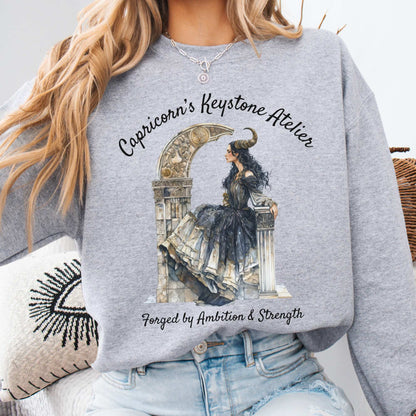 Capricorn's Keystone Atelier Zodiac Sweatshirt Sport Grey / S Sweatshirt The Mystic Eden Bookish Book Lovers