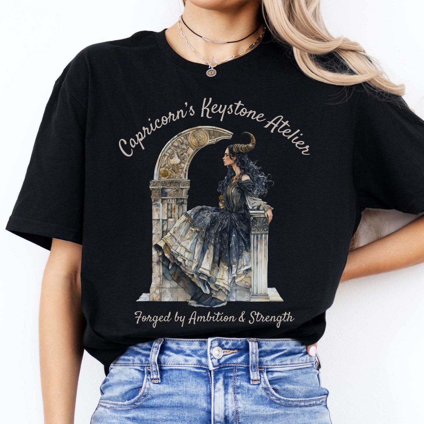 Capricorn's Keystone Ateliers Zodiac Shirt Black / S T-Shirt The Mystic Eden Bookish Book Lovers