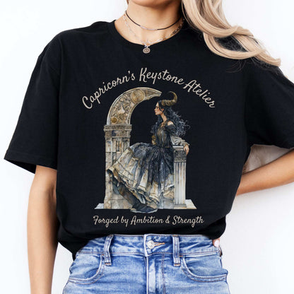 Capricorn's Keystone Ateliers Zodiac Shirt Black / S T-Shirt The Mystic Eden Bookish Book Lovers