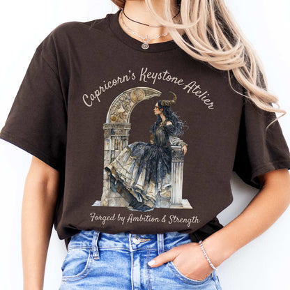 Capricorn's Keystone Ateliers Zodiac Shirt Dark Chocolate / S T-Shirt The Mystic Eden Bookish Book Lovers