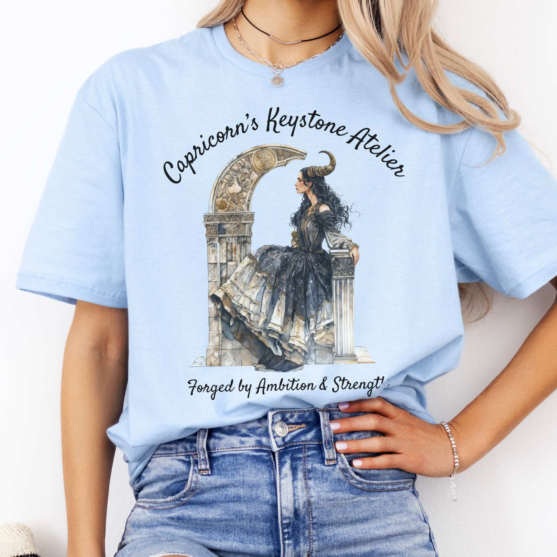 Capricorn's Keystone Ateliers Zodiac Shirt Light Blue / S T-Shirt The Mystic Eden Bookish Book Lovers