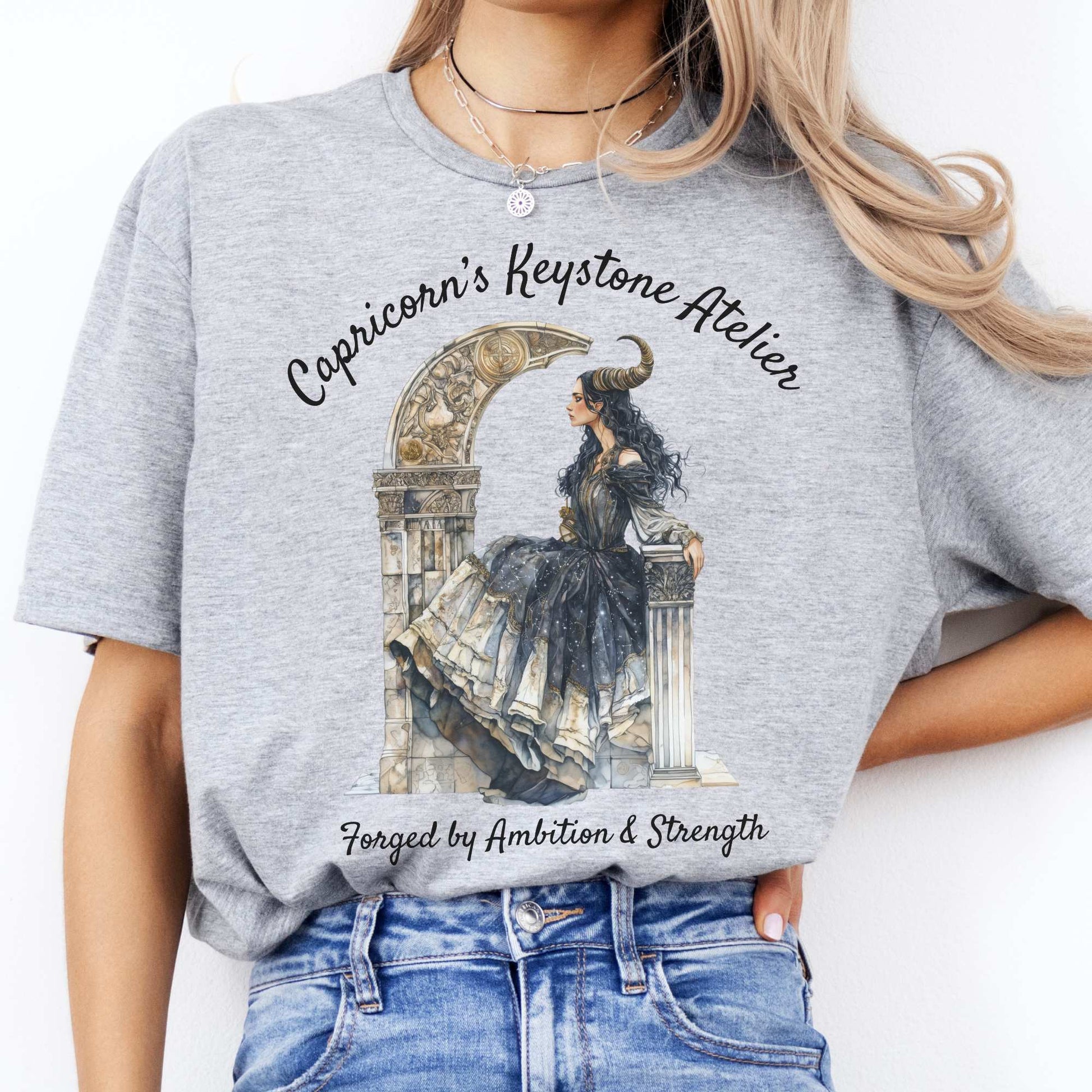 Capricorn's Keystone Ateliers Zodiac Shirt Sport Grey / S T-Shirt The Mystic Eden Bookish Book Lovers