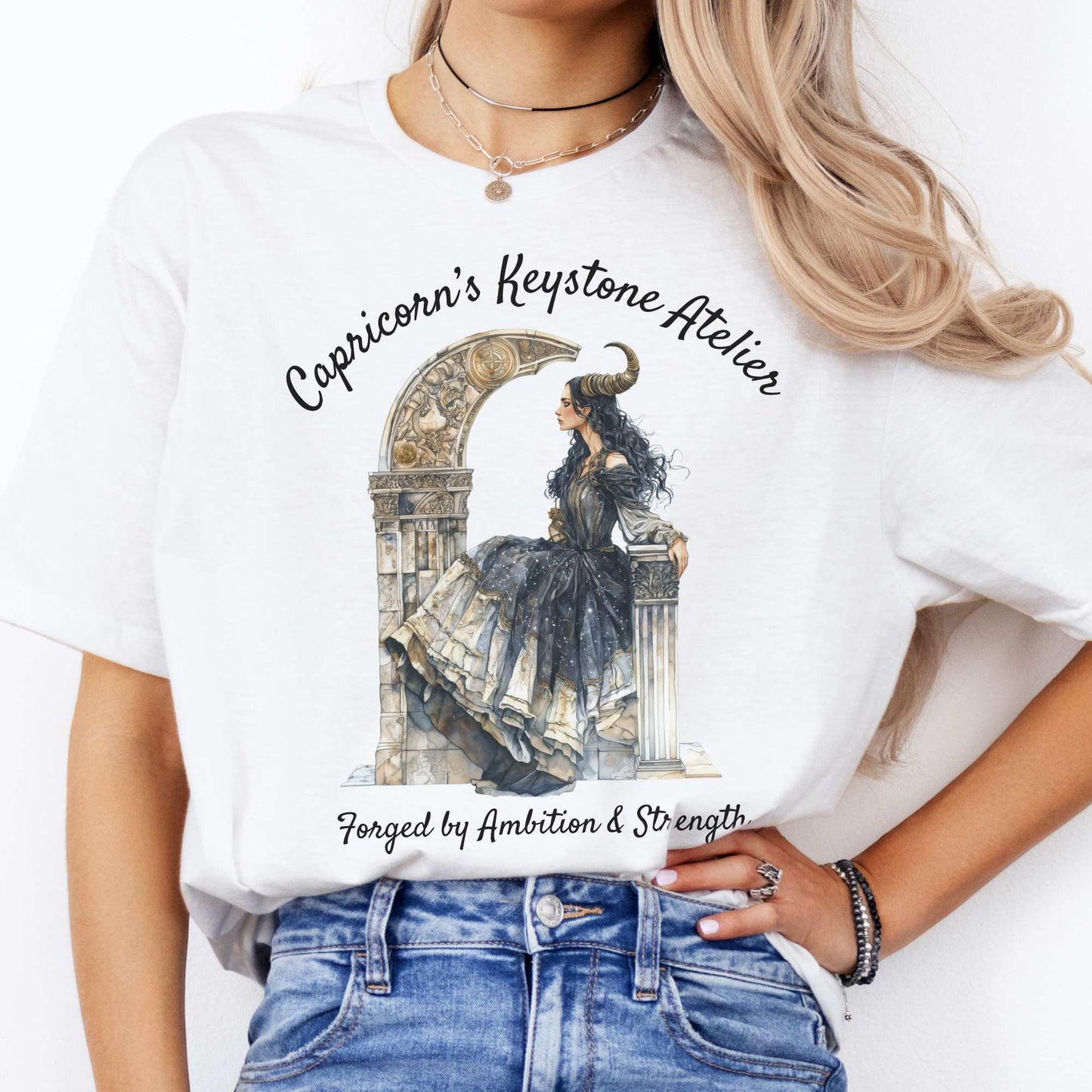 Capricorn's Keystone Ateliers Zodiac Shirt White / S T-Shirt The Mystic Eden Bookish Book Lovers
