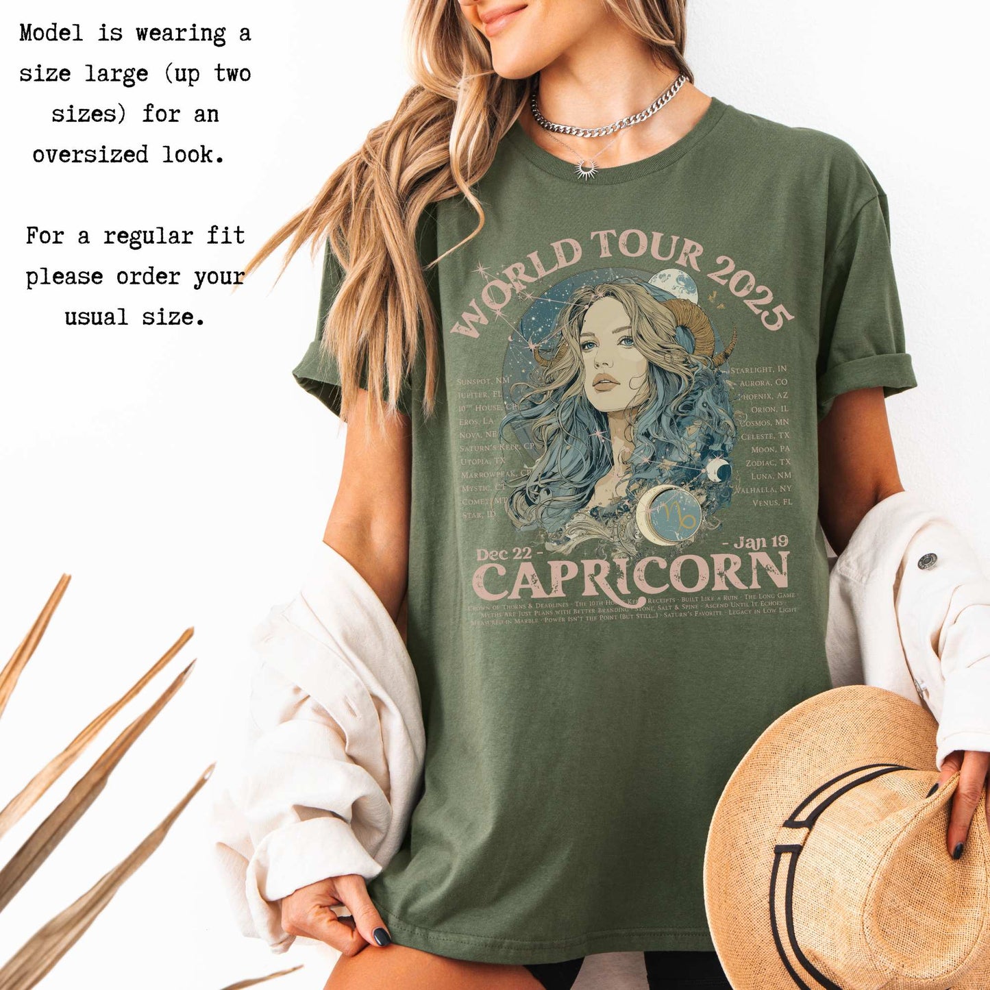 Capricorn Zodiac Concert T-Shirt - Zodiac World Tour 2025 Shirt T-Shirt The Mystic Eden Bookish Book Lovers
