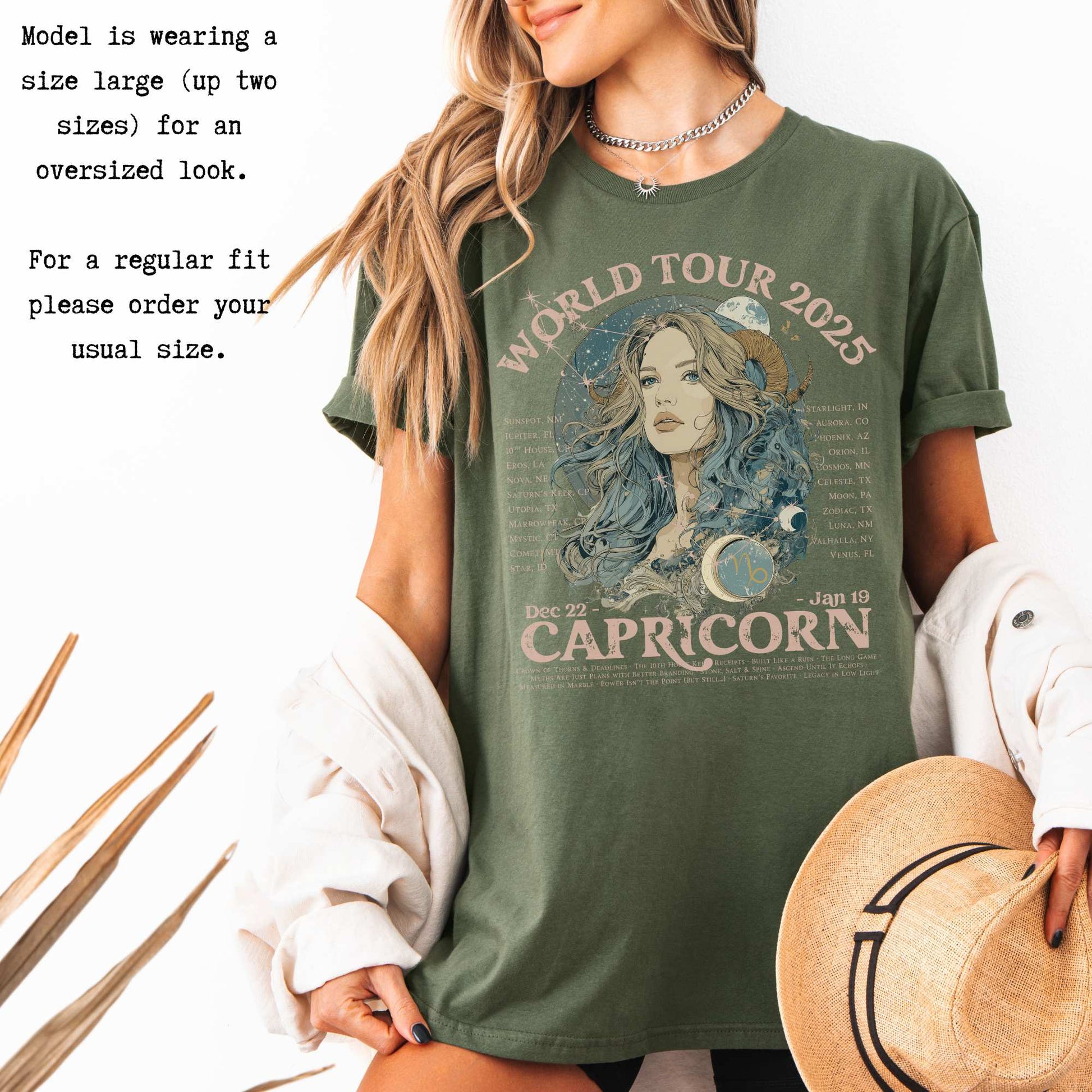 Capricorn Zodiac Concert T-Shirt - Zodiac World Tour 2025 Shirt T-Shirt The Mystic Eden Bookish Book Lovers