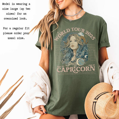 Capricorn Zodiac Concert T-Shirt - Zodiac World Tour 2025 Shirt T-Shirt The Mystic Eden Bookish Book Lovers