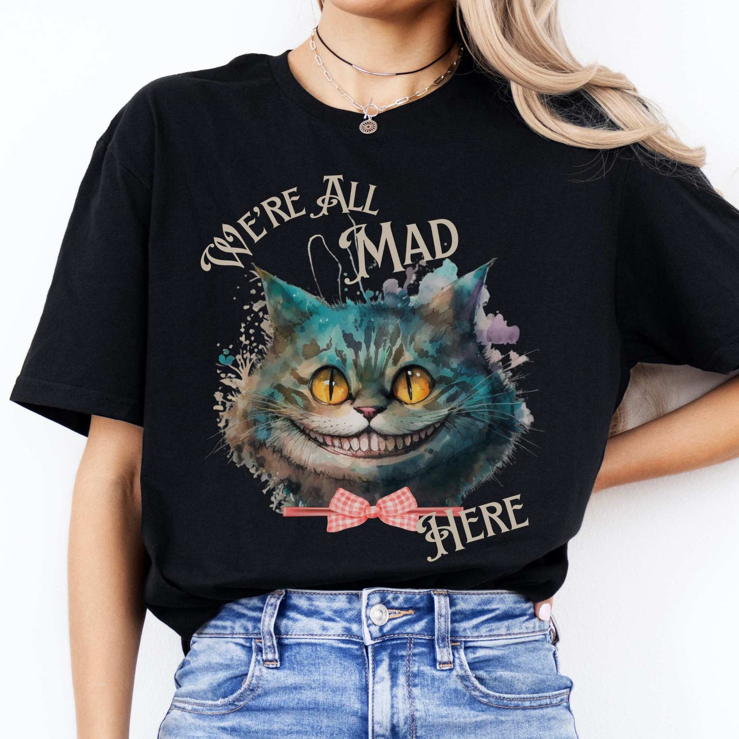 Cheshire Cat Alice in Wonderland T-Shirt Black / S T-Shirt The Mystic Eden Bookish Book Lovers