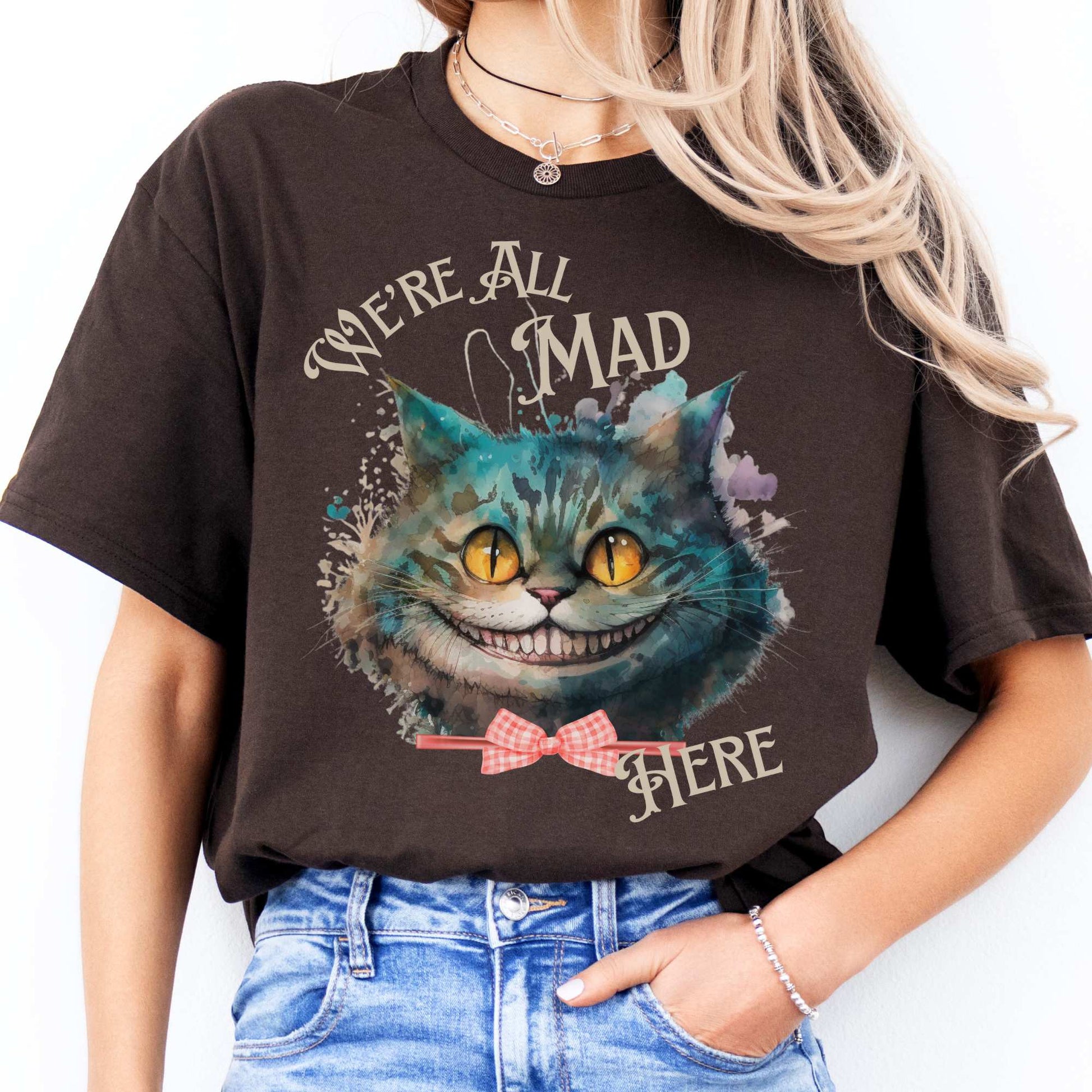 Cheshire Cat Alice in Wonderland T-Shirt Dark Chocolate / S T-Shirt The Mystic Eden Bookish Book Lovers