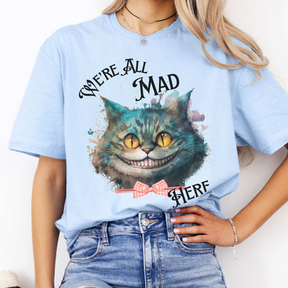 Cheshire Cat Alice in Wonderland T-Shirt Light Blue / S T-Shirt The Mystic Eden Bookish Book Lovers