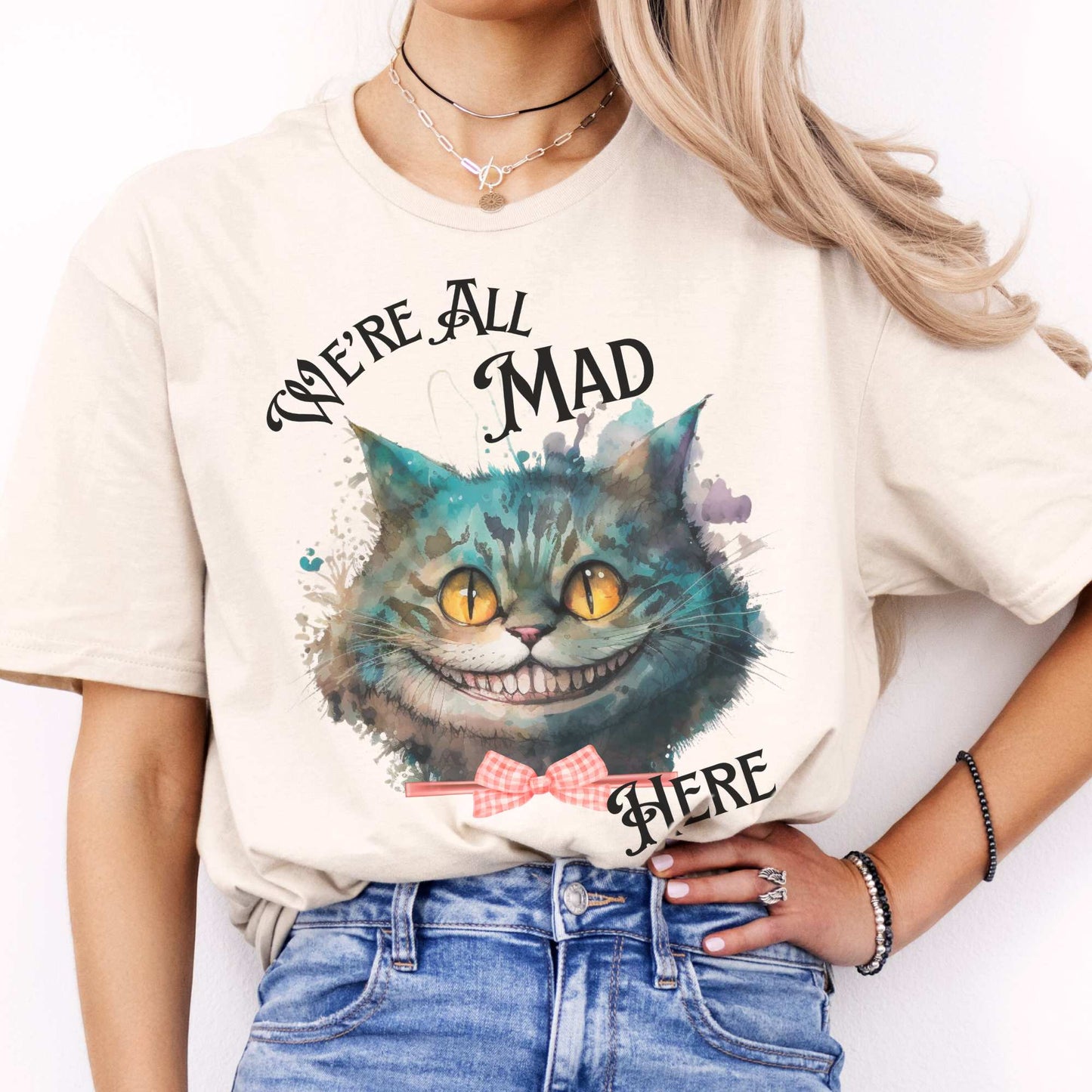 Cheshire Cat Alice in Wonderland T-Shirt Natural / S T-Shirt The Mystic Eden Bookish Book Lovers