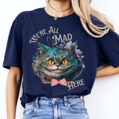 Cheshire Cat Alice in Wonderland T-Shirt Navy / S T-Shirt The Mystic Eden Bookish Book Lovers
