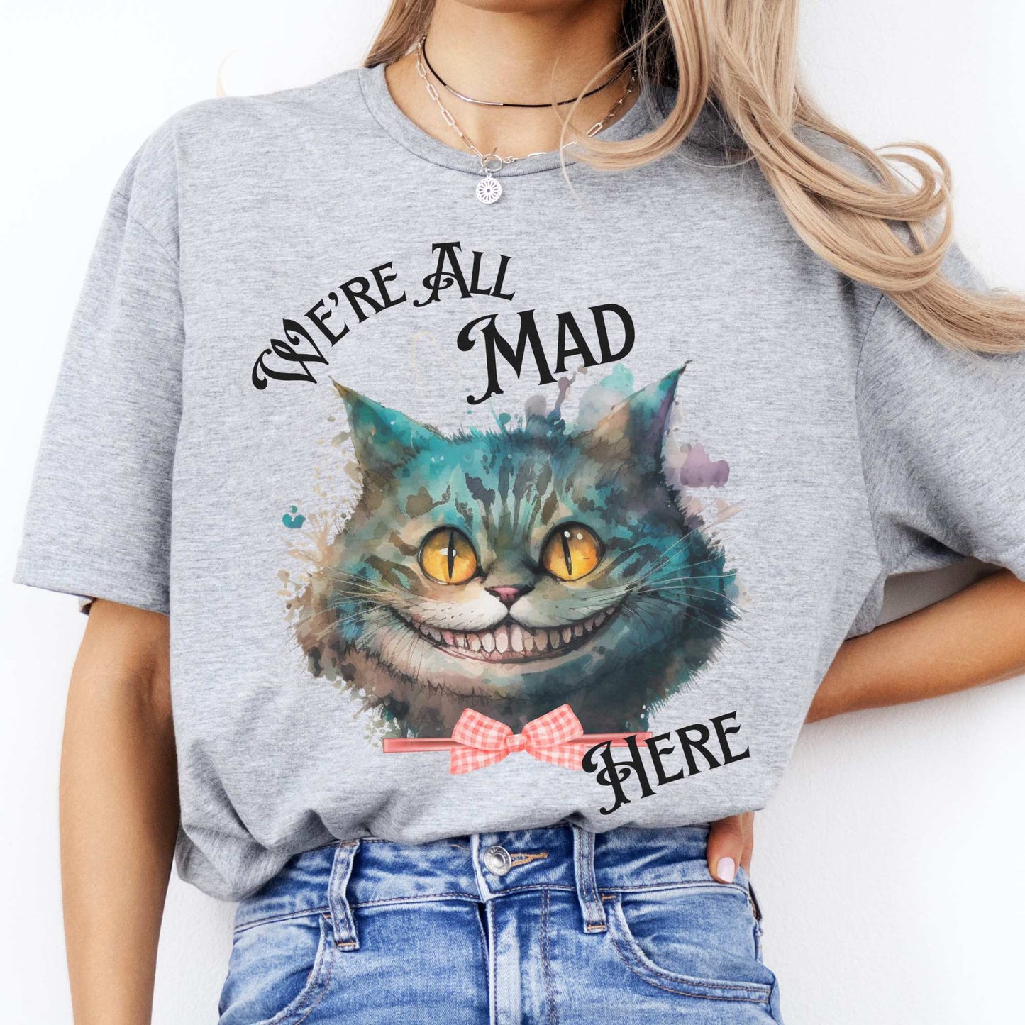 Cheshire Cat Alice in Wonderland T-Shirt Sport Grey / S T-Shirt The Mystic Eden Bookish Book Lovers