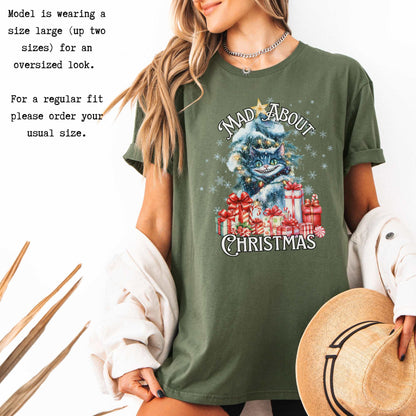 Cheshire Cat Mad About Christmas Tee T-Shirt The Mystic Eden Bookish Book Lovers