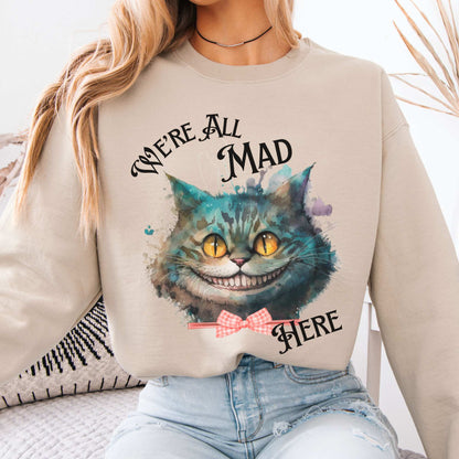Cheshire Cat Sweatshirt Alice in Wonderland Sweater Sand / S Sweatshirt The Mystic Eden Bookish Book Lovers