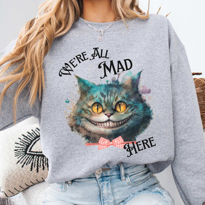 Cheshire Cat Sweatshirt Alice in Wonderland Sweater Sport Grey / S Sweatshirt The Mystic Eden Bookish Book Lovers
