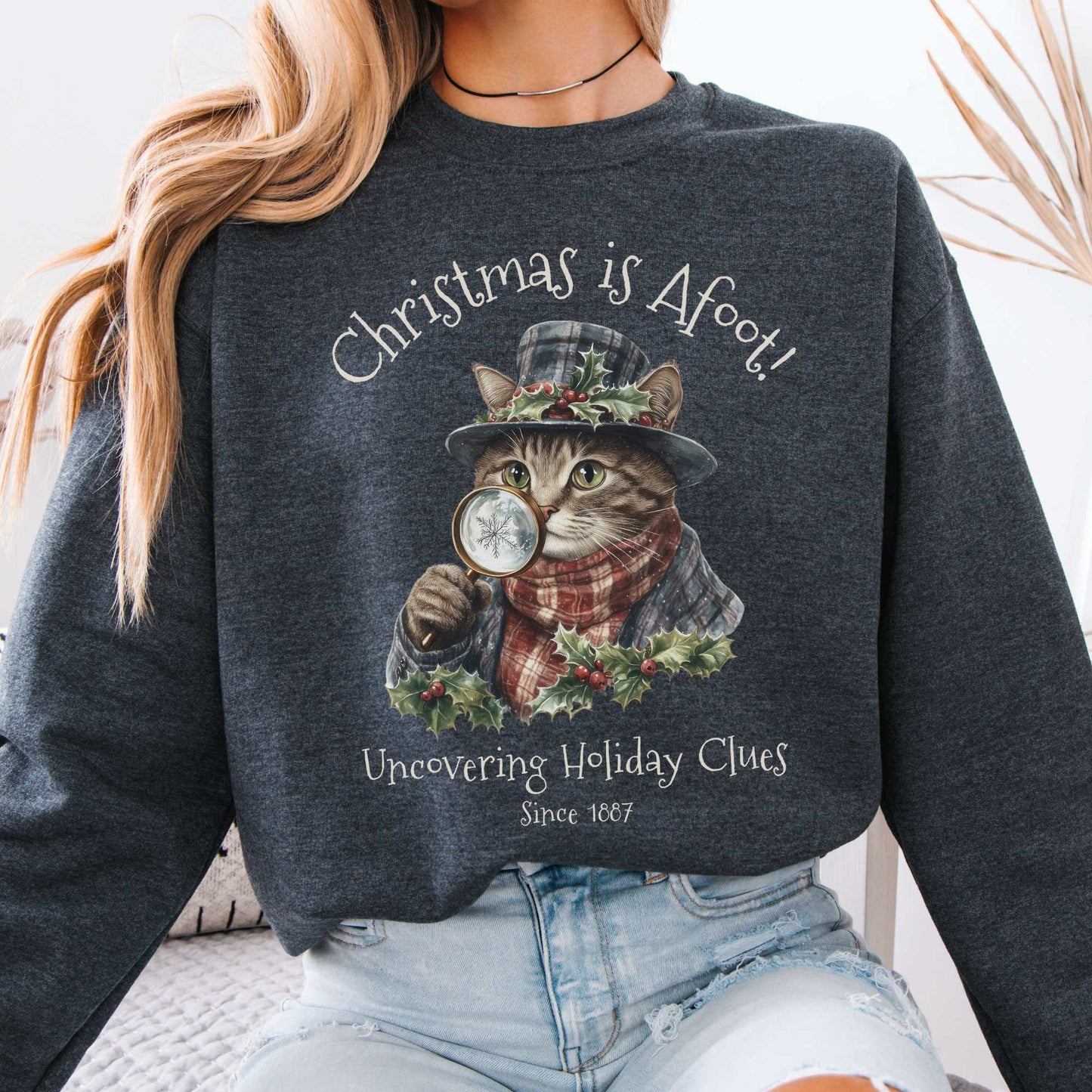 Christmas is Afoot! Sherlock Holmes Christmas Sweatshirt Dark Heather / S Sweatshirt The Mystic Eden Bookish Book Lovers