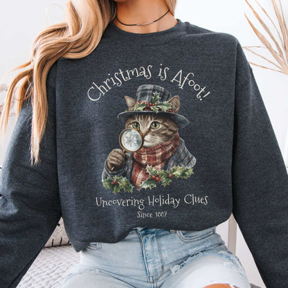 Christmas is Afoot! Sherlock Holmes Christmas Sweatshirt Dark Heather / S Sweatshirt The Mystic Eden Bookish Book Lovers