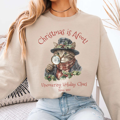 Christmas is Afoot! Sherlock Holmes Christmas Sweatshirt Sand / S Sweatshirt The Mystic Eden Bookish Book Lovers