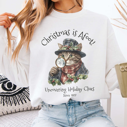 Christmas is Afoot! Sherlock Holmes Christmas Sweatshirt White / S Sweatshirt The Mystic Eden Bookish Book Lovers