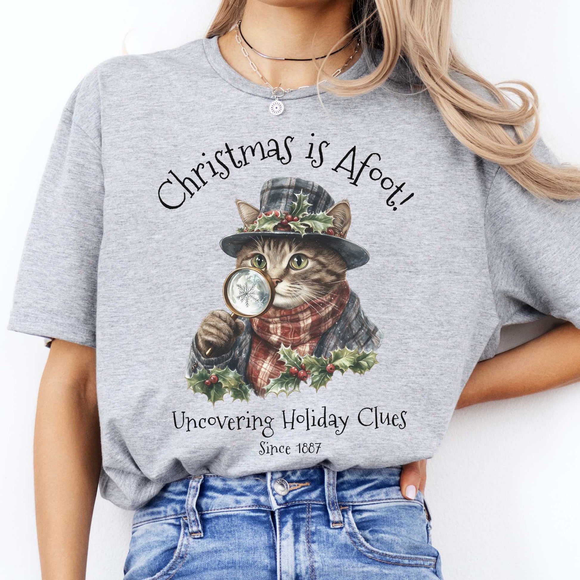 Christmas is Afoot! Sherlock Holmes Christmas Tee Sport Grey / S T-Shirt The Mystic Eden Bookish Book Lovers