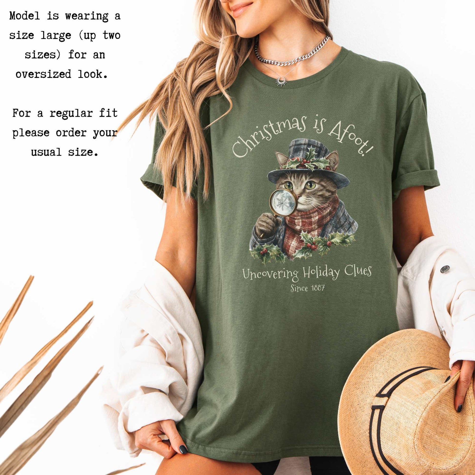 Christmas is Afoot! Sherlock Holmes Christmas Tee T-Shirt The Mystic Eden Bookish Book Lovers