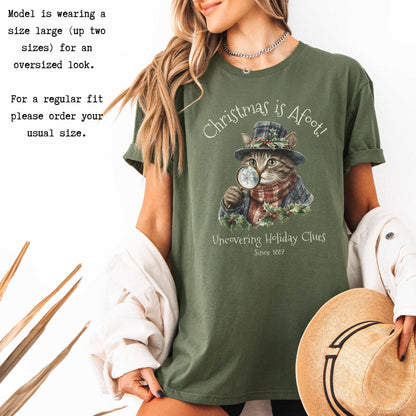 Christmas is Afoot! Sherlock Holmes Christmas Tee T-Shirt The Mystic Eden Bookish Book Lovers