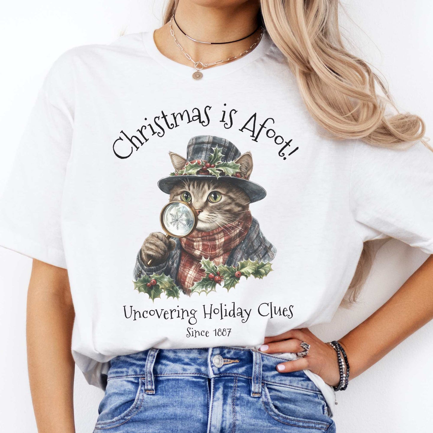 Christmas is Afoot! Sherlock Holmes Christmas Tee White / S T-Shirt The Mystic Eden Bookish Book Lovers