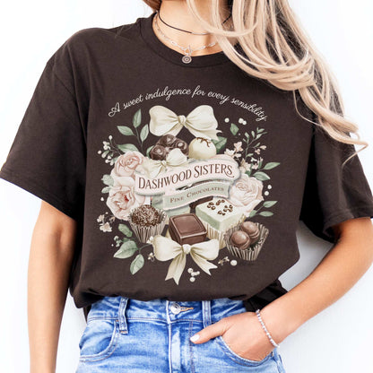 Dashwood Sisters Fine Chocolates Sense and Sensibility Jane Austen Shirt Dark Chocolate / S T-Shirt The Mystic Eden Bookish Book Lovers