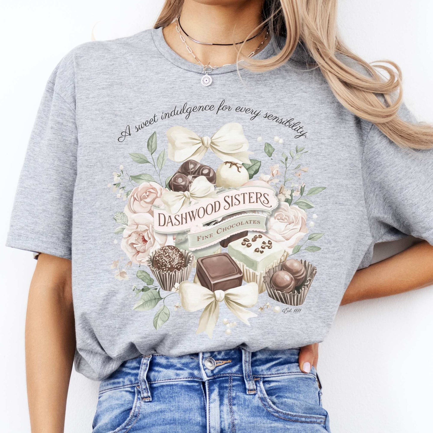 Dashwood Sisters Fine Chocolates Sense and Sensibility Jane Austen Shirt Sport Grey / S T-Shirt The Mystic Eden Bookish Book Lovers