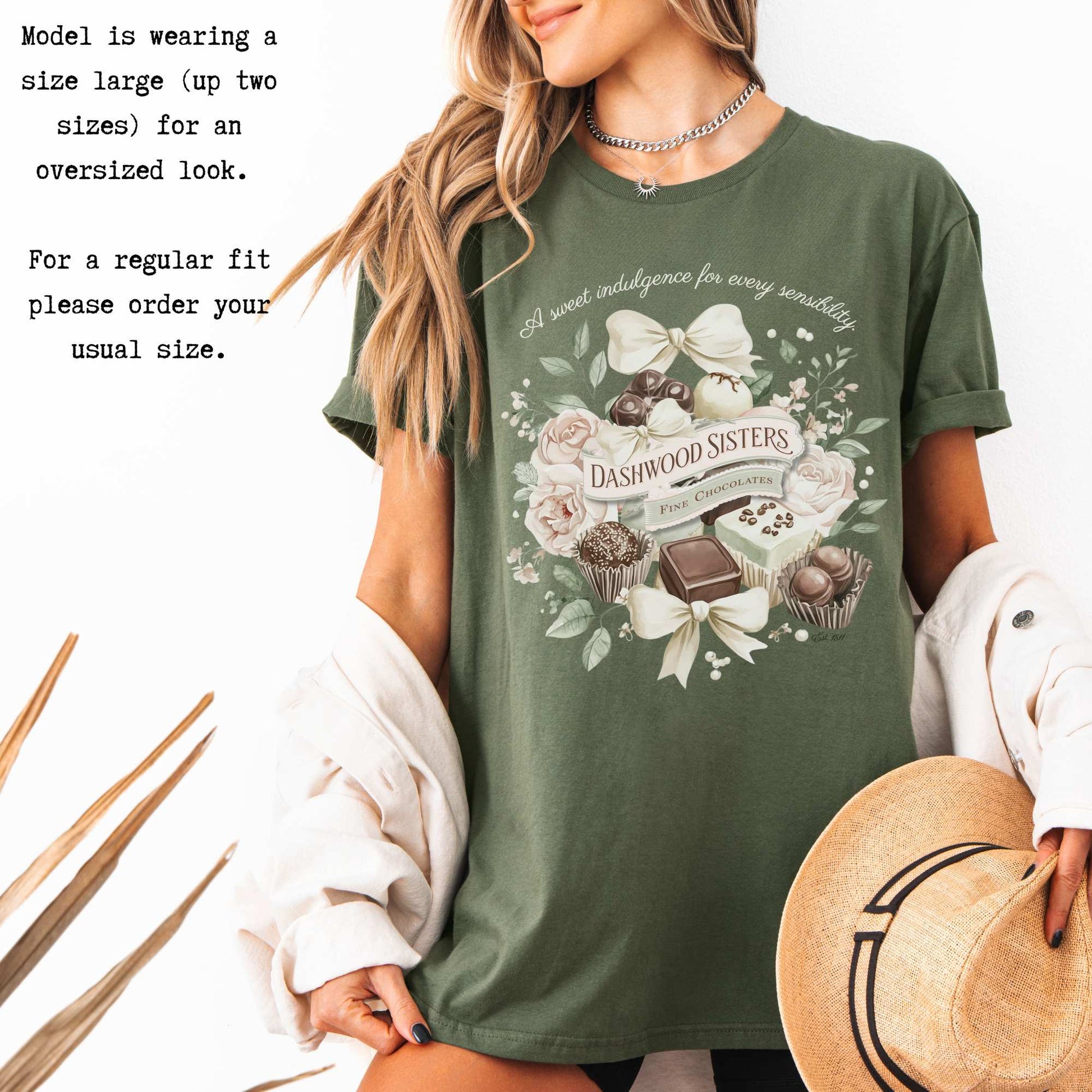 Dashwood Sisters Fine Chocolates Sense and Sensibility Jane Austen Shirt T-Shirt The Mystic Eden Bookish Book Lovers