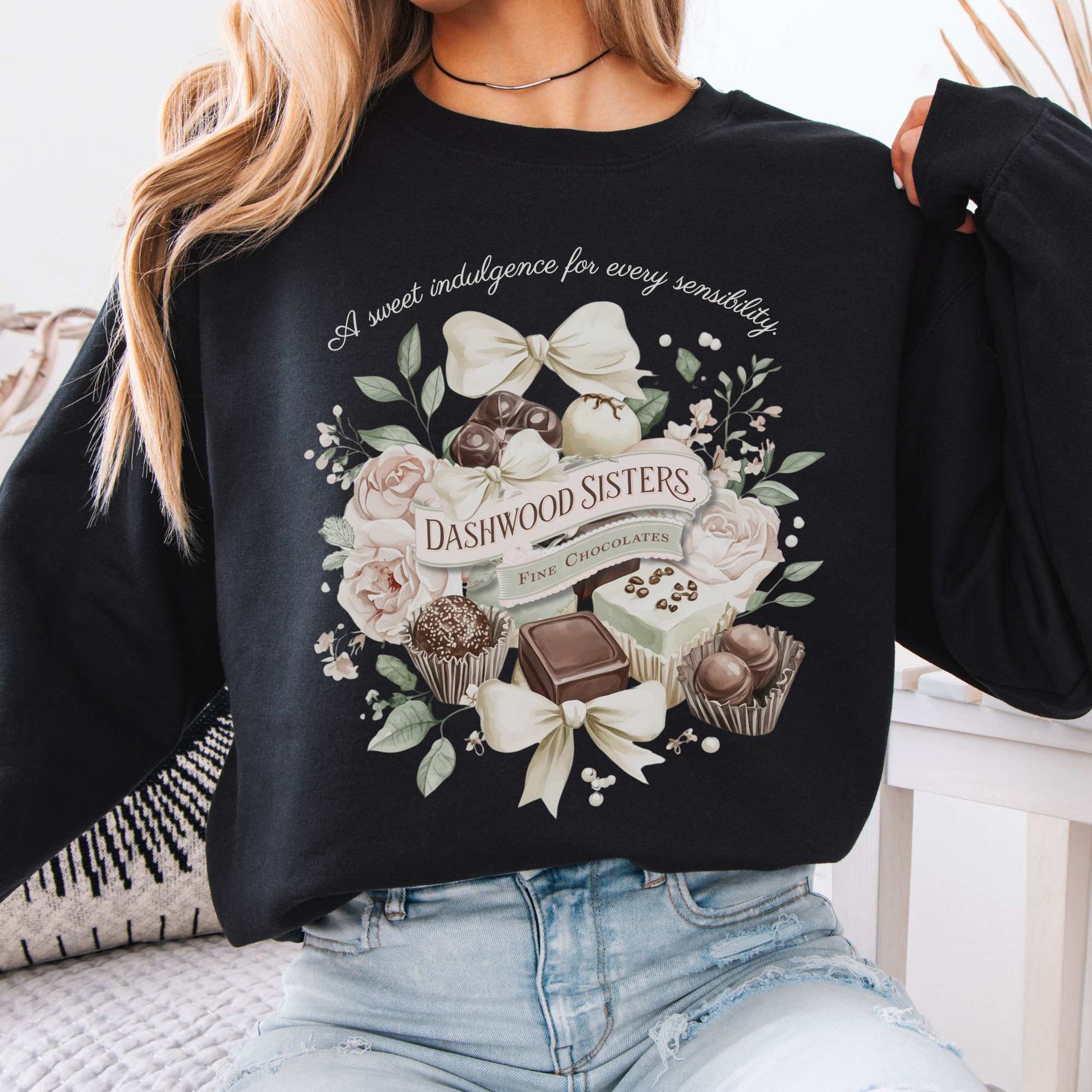 Dashwood Sisters Fine Chocolates Sweatshirt Black / S Sweatshirt The Mystic Eden Bookish Book Lovers