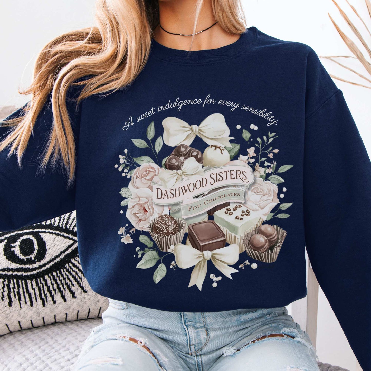 Dashwood Sisters Fine Chocolates Sweatshirt Navy / S Sweatshirt The Mystic Eden Bookish Book Lovers