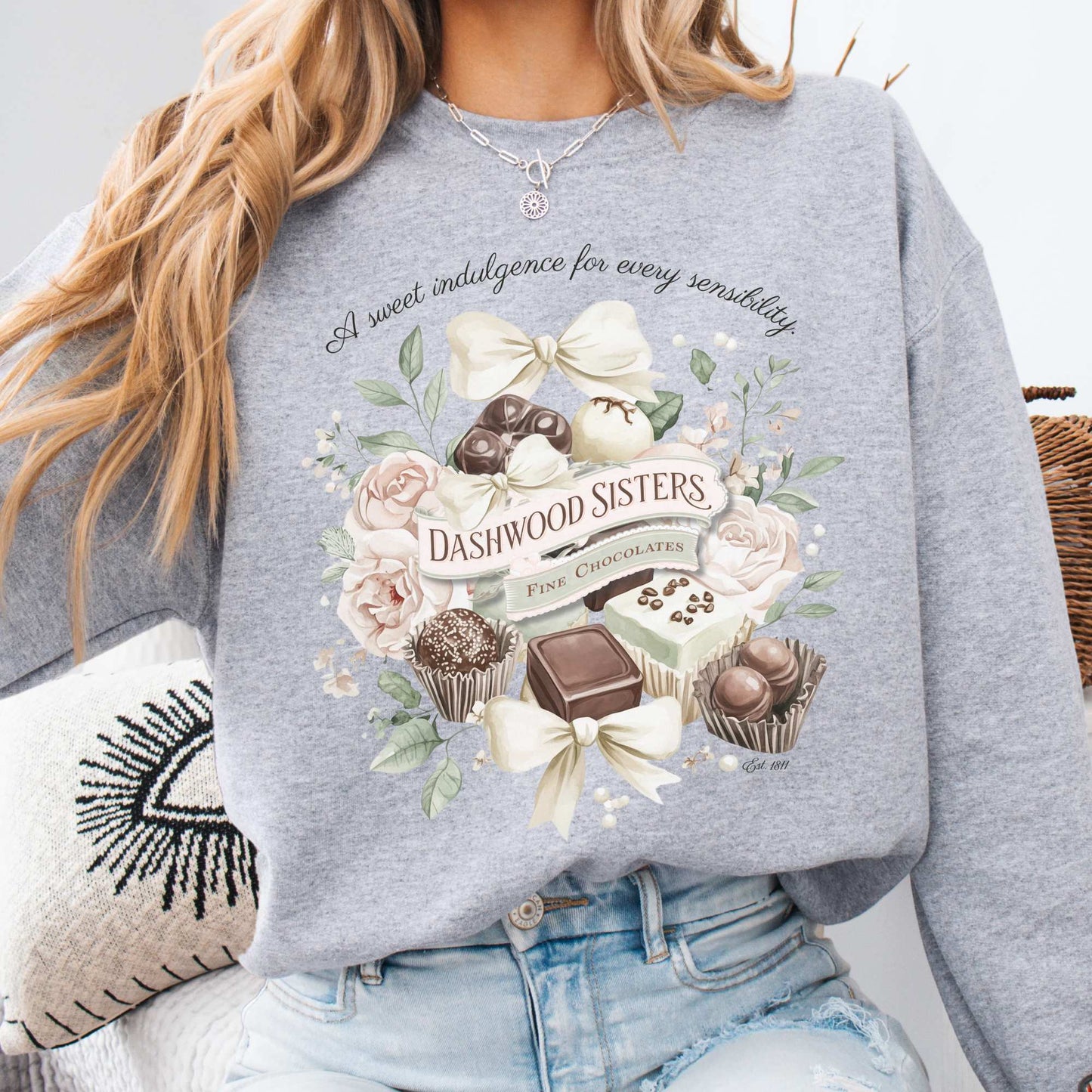 Dashwood Sisters Fine Chocolates Sweatshirt Sport Grey / S Sweatshirt The Mystic Eden Bookish Book Lovers
