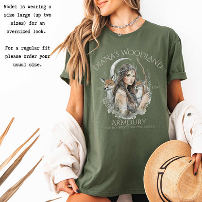 Diana's Woodland Armoury Roman Goddess Shirt T-Shirt The Mystic Eden Bookish Book Lovers