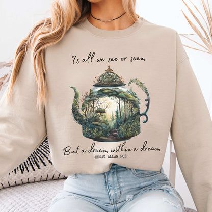 Dream Within A Dream Edgar Allan Poe Sweatshirt Sand / S Sweatshirt The Mystic Eden Bookish Book Lovers