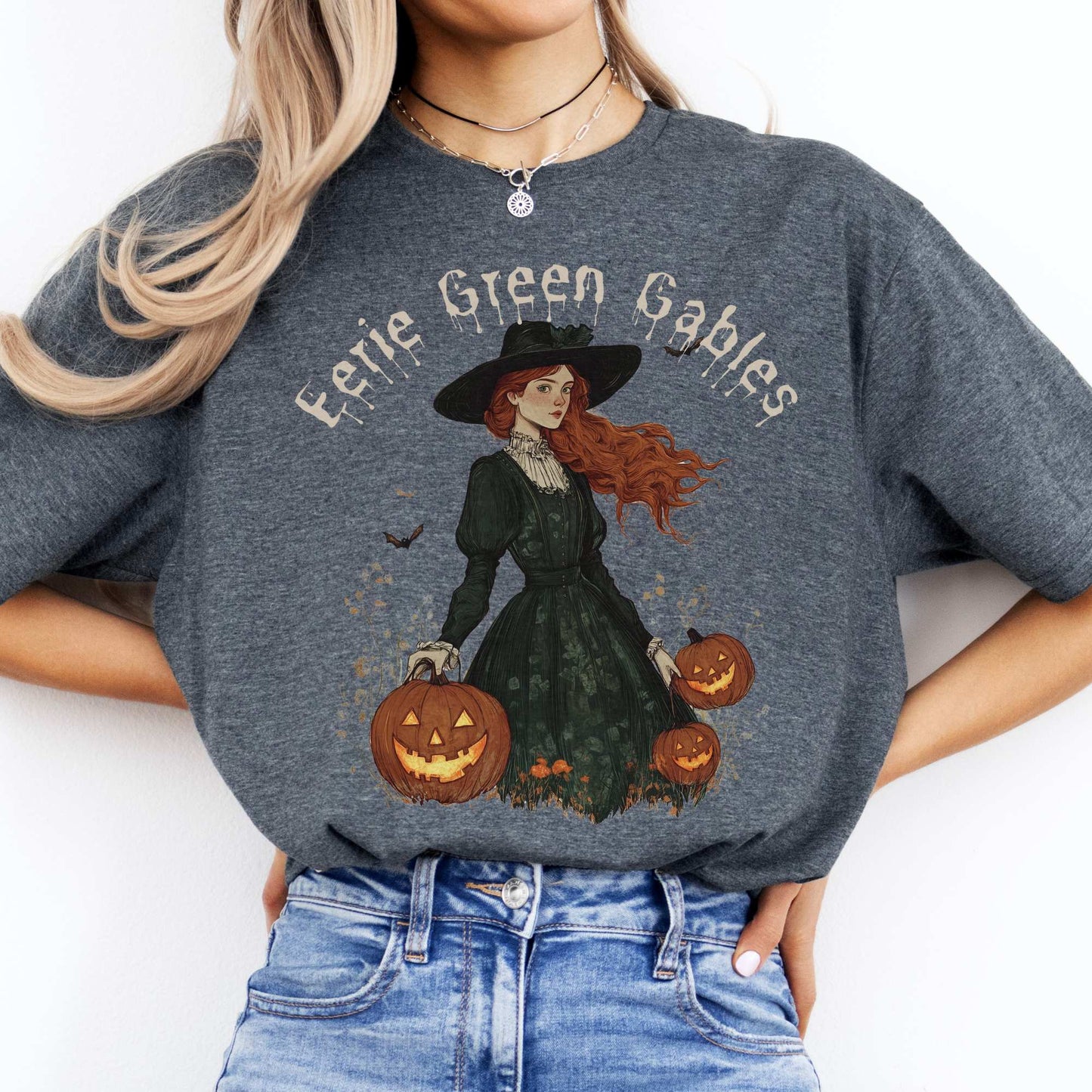Eerie Green Gables Halloween Shirt Dark Heather / S T-Shirt The Mystic Eden Bookish Book Lovers