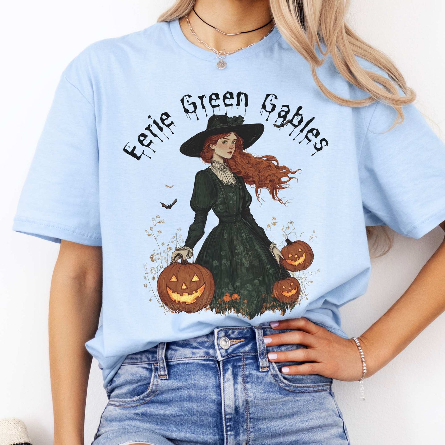 Eerie Green Gables Halloween Shirt Light Blue / S T-Shirt The Mystic Eden Bookish Book Lovers